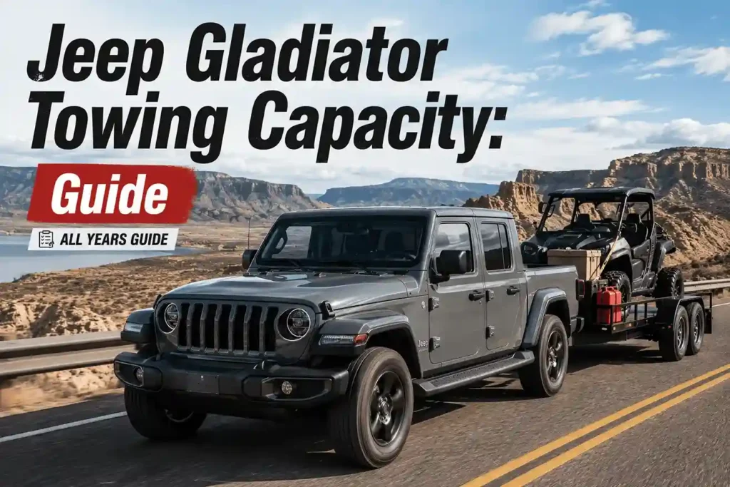 Jeep Gladiator towing a UTV, showcasing its jeep gladiator towing capacity.