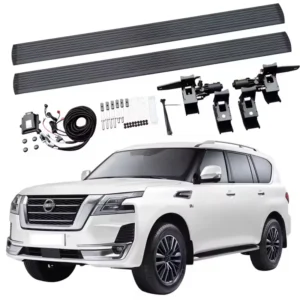 Nissan Patrol electric running boards complete parts kit including motors, brackets, and wiring harness