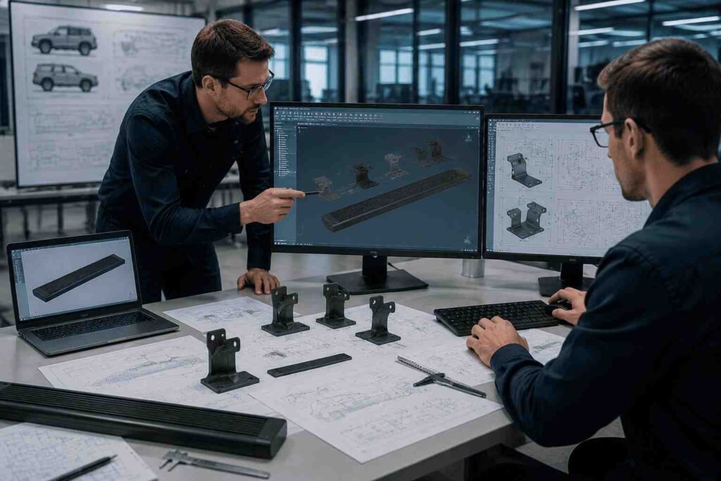 Engineers refining vehicle compatibility and technical structure for power running boards