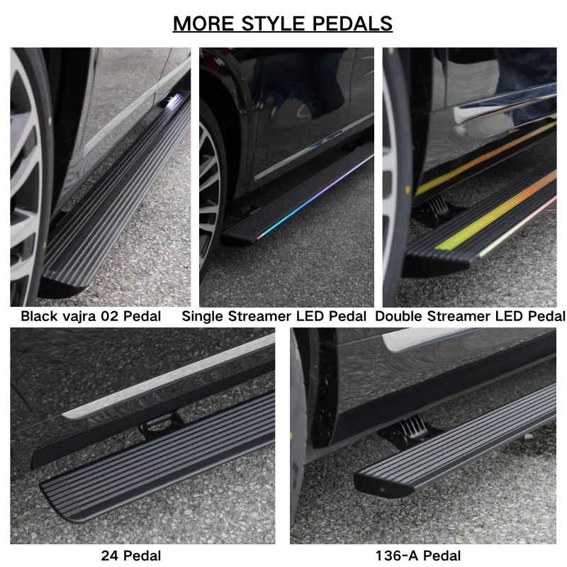 Multiple style options for Toyota Sienna running boards including LED and standard models.