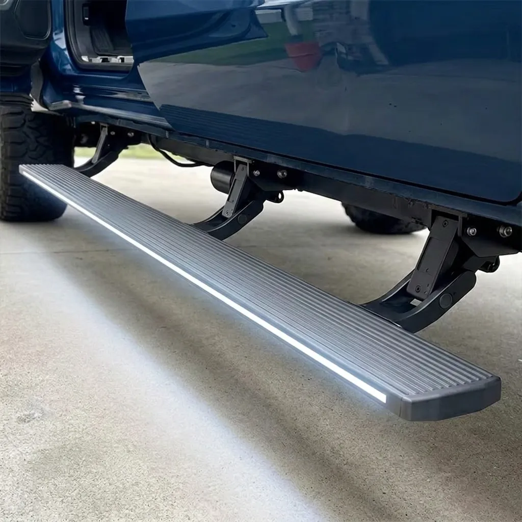 Toyota Tundra power running boards deployed side step with integrated LED strip