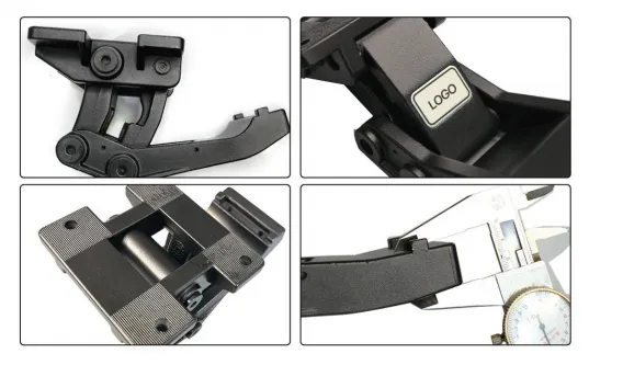 Precision metal bracket hardware for custom Electric running boards, featuring LOGO detail and caliper measurement for exact fit.