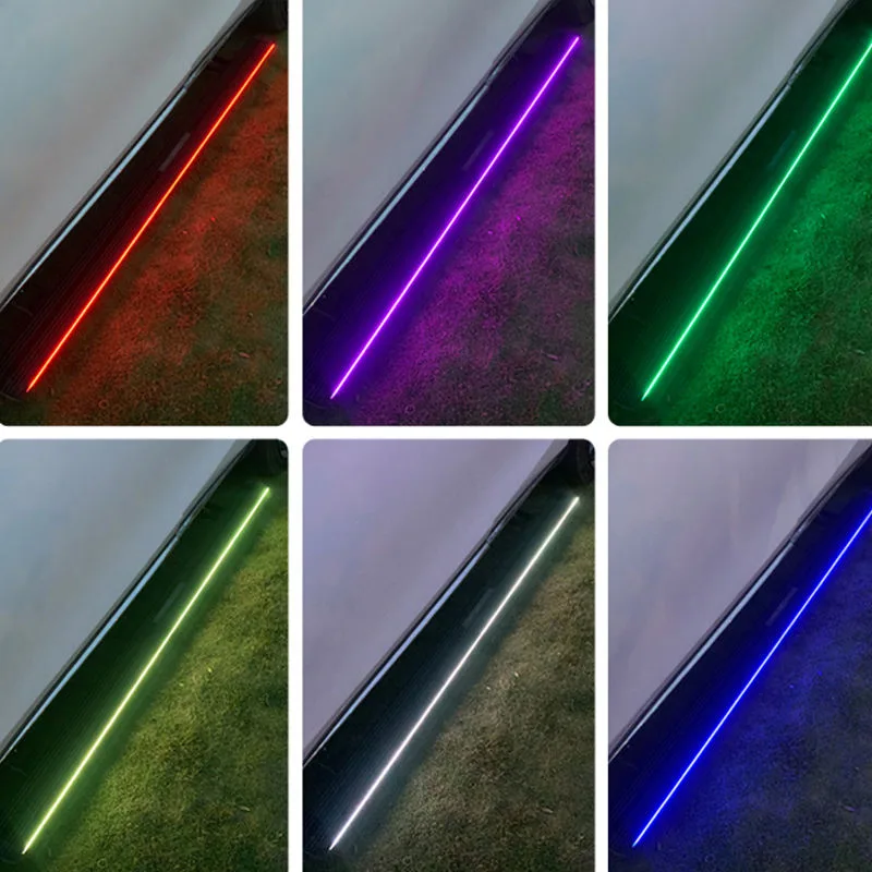 Collage showcasing multiple LED color options for BYD SEALION 6 Electric Side Steps, including red, purple, green, white, and blue lighting modes.
