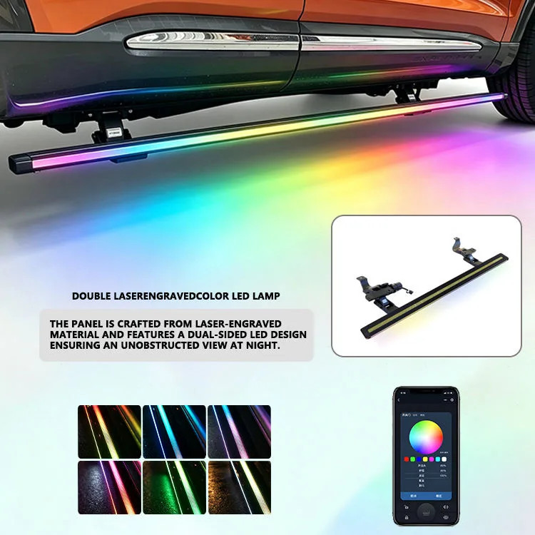 Lexus NX200t electric running boards with RGB colorful LED light, app smart control illuminated retractable power side steps for SUV