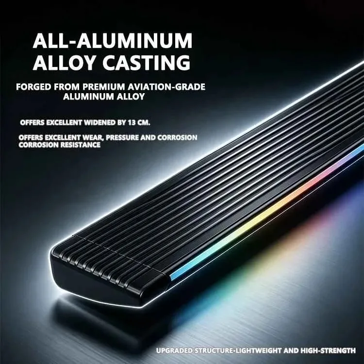 Lexus NX300 electric running boards, all aluminum alloy casting side step, aviation-grade aluminum, widened 13cm anti-corrosion retractable power running board with RGB light strip