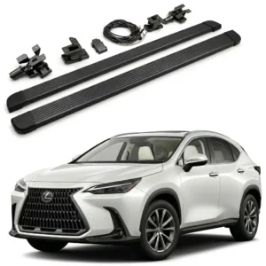 Lexus NX350h electric running boards complete kit, power side steps with motors, mounting brackets and wiring harness for 2022+ Lexus NX350h