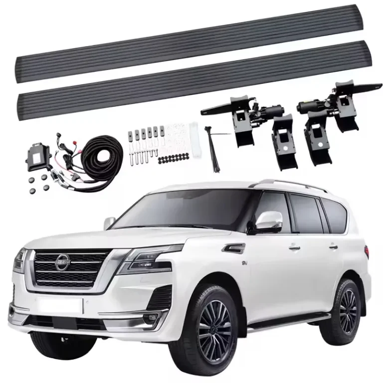 Nissan Patrol electric running boards complete parts kit including motors, brackets, and wiring harness